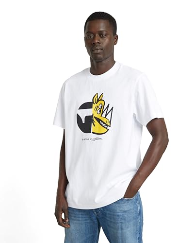 G-Star Herren Rhino Cartoon Loose T-Shirt, Weiß (White D25696-c336-110), M EU von G-STAR