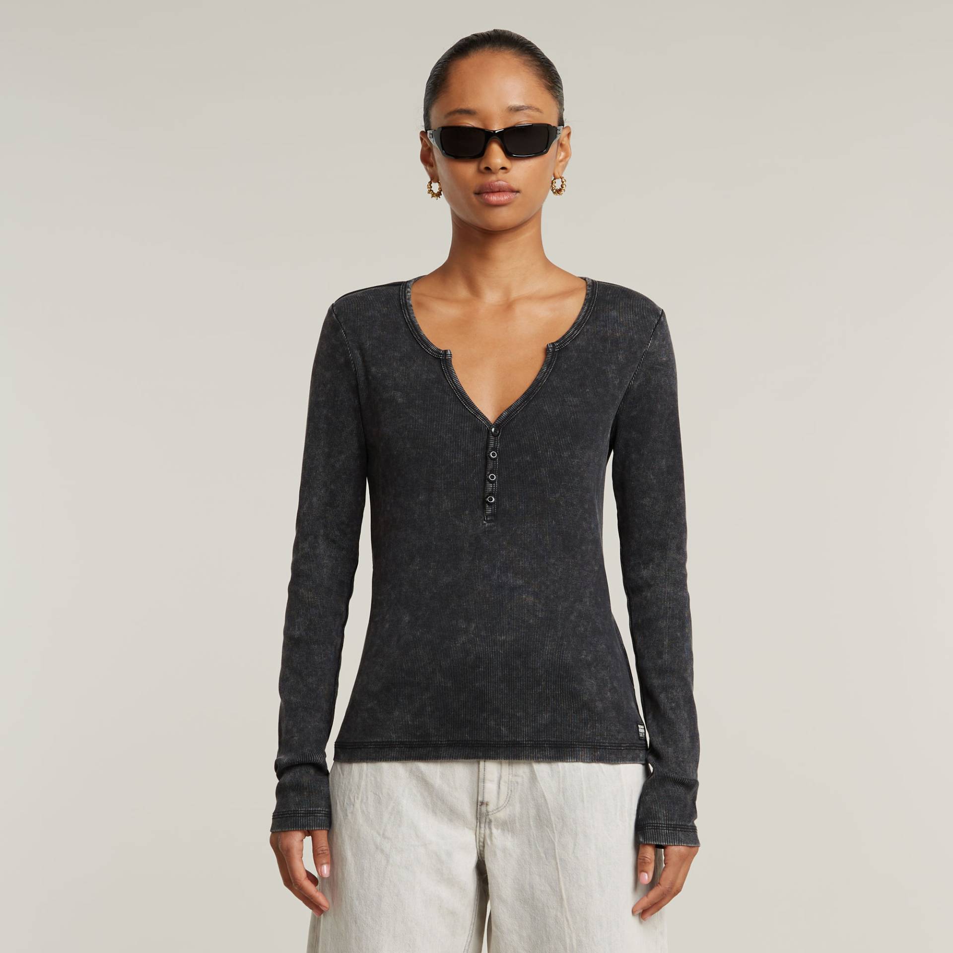 Deep V Overdyed Henley Slim Top Deep V Overdyed Henley Slim Top von G-STAR