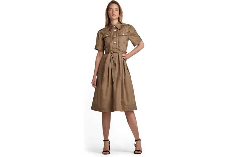 G-STAR Bodykleid Damen Kleid Hemdkragen Kurzarm Scouting Dress (1-tlg) Berges Braun Größe: XS von G-STAR