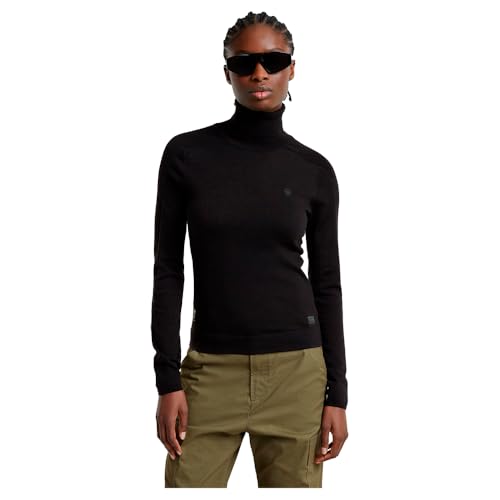G-STAR Damen Core Slim Turtle Neck Knitted Sweater Schwarz (dk Black D25510-D847-6484) S von G-STAR