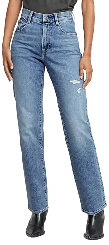 G-Star Damen Viktoria High Straight Jeans, Blau (Faded sea Point Blue Destroyed D23959-D930-H079), 31W / 30L von G-Star Raw