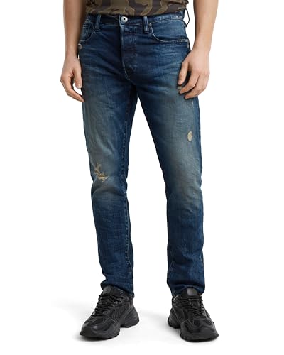 G-Star Herren 3301 Slim Jeans, Blau (Worn in Mountain Dusk Destroyed 51001-D498-G816), 34W / 30L von G-Star Raw