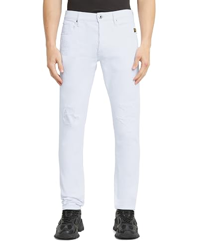 G-STAR Herren 3301 Slim Jeans, Weiß (Paper White gd Destroyed 51001-D552-H155), 34W / 32L von G-STAR
