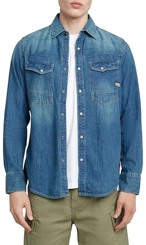G-Star Herren Dakota Slim Hemd, Blau (Faded Cricket Blue D23616-D252-D891), XS von G-Star Raw