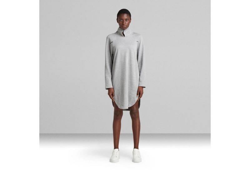 G-STAR Jerseykleid Damen Open Collar Sweater Dress Women Grey Heather Kleid Größe: S (1-tlg) Abgerundeter Saum, verdeckter Seitenschlitz von G-STAR