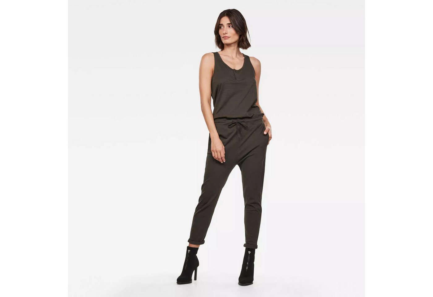 G-STAR Jumpsuit Damen Armellos Overall Lyker Suit Womens Asfalt Grau Größe: S (1-tlg) Stretch-Denim, Maschinenwäsche von G-STAR