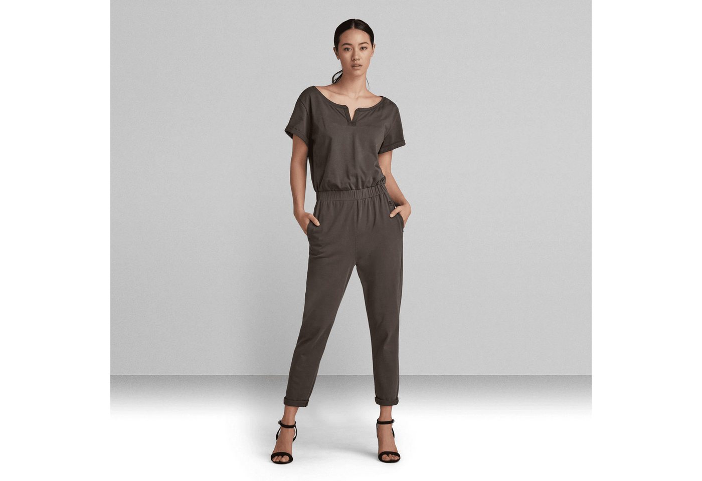 G-STAR Jumpsuit Damen Cocaux Suit Womens Carbid Elastischer Bund Braun Größe: S (1-tlg) Elastischer Bund, Recycled Superstretch von G-STAR