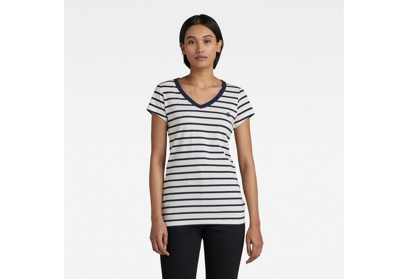G-STAR Kurzarmshirt Eyben stripe slim V-Neck Top - Slim Fit G-STAR Kurzarmshirt Eyben stripe slim V-Neck Top - Slim Fit von G-STAR