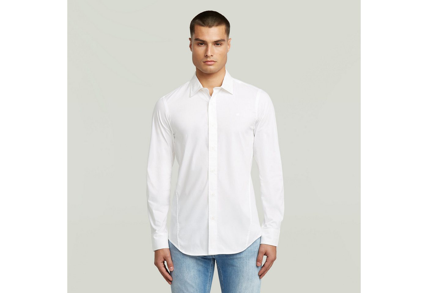 G-STAR Langarmhemd Uniform Slim Shirt ls mit gesticktem Logo von G-STAR