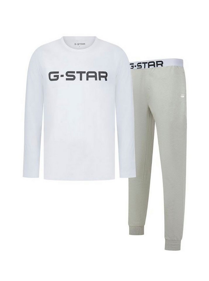 G-STAR Pyjama STONE, LONG SLEEVE T-SHIRT & CUFFED PANTS SLEEP SET (Set, 2 tlg) in elastischer Baumwoll-Qualität, Regular Fit von G-STAR