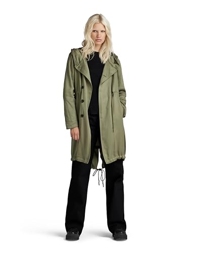 G-STAR RAW Damen Fluid Fishtail Hooded Parka, Grün (shamrock D24255-D520-2199), XS von G-STAR