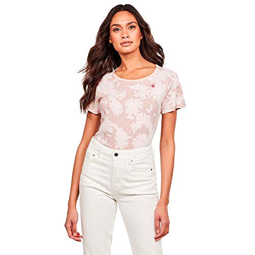 G-STAR RAW Damen Gyre Straight Fit T-Shirt, Mehrfarbig (lt Bleach pink/dk gingeao C224-B343), Medium (Herstellergröße:M) von G-STAR