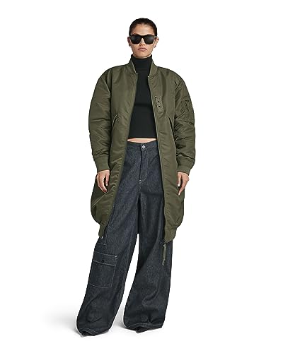 G-STAR RAW Damen Long Bomber wmn, Grün (dark olive D23543-C143-C744), L von G-STAR