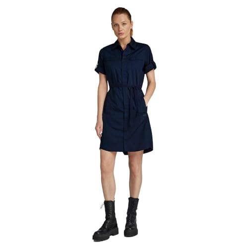 G-Star RAW Damen Open Back Shirt Kleid, Blau (Salute D24271-4481-C742), XS von G-STAR RAW