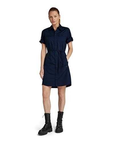 G-Star RAW Damen Open Back Shirt Kleid, Blau (Salute D24271-4481-C742), XXL von G-STAR RAW