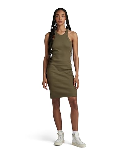 G-Star RAW Damen Slim Ribbed Tank Kleid, Grün (dk Shamrock D24485-D289-7159), XXS von G-Star RAW
