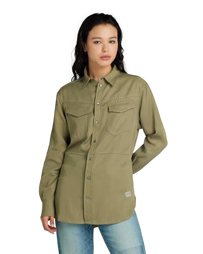 G-Star RAW Damen Tunic Hemd, Grün (ensis Green D24440-D521-6057), S von G-STAR