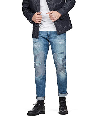 G-STAR RAW Herren 3301 Straight Tapered Jeans, Blau (medium aged tape restored D13413-9436-9957), 31W / 32L von G-STAR