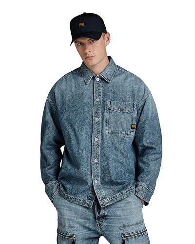 G-STAR RAW Herren Boxy Fit Overshirt, Blau (faded monsoon D23007-D499-G564), XXL von G-Star RAW