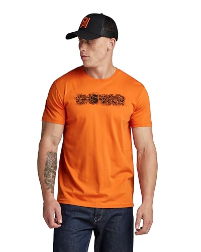 G-Star RAW Herren Distressed Logo T-Shirt, Orange (orange D24363-C506-1018), XS von G-Star RAW