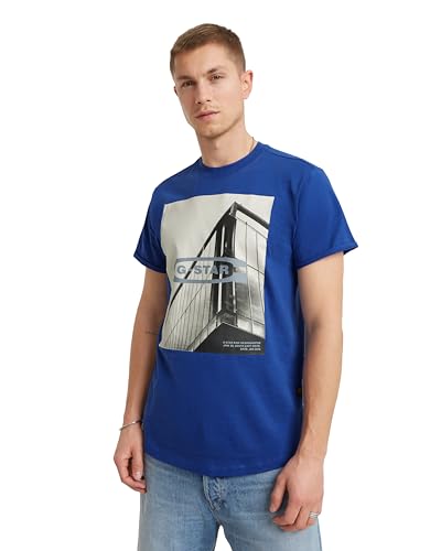G-STAR RAW Herren HQ oldskool Logo lash r t T-Shirts, Blau (Radar Blue D24683-C372-1474), S von G-STAR