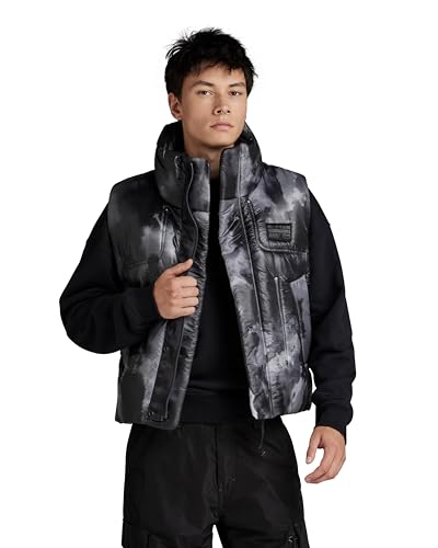 G-STAR RAW Herren Lofty Puffer Vest, Mehrfarben (dk black blurry camo D23639-D453-G144), S von G-STAR RAW