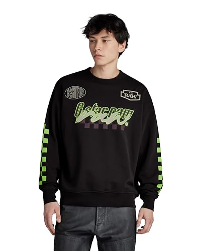 G-Star RAW Herren Moto Sport Graphic Loose Sweatshirt, Schwarz (dk Black D23895-B782-6484), S von G-STAR RAW