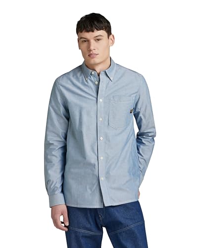 G-Star RAW Herren One Pocket Regular Hemd, Mehrfarben (Nitro/White Oxford D24292-7665-D139), M von G-Star RAW