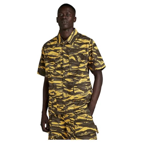 G-STAR RAW Herren R-3N Slim Overshirt Allover, Mehrfarben (dk lemon tiger camo D24290-D553-G394), M von G-STAR