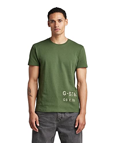 G-Star RAW Herren Stencil Front Back Graphic T-Shirt, Grün (dk nuri Green D22382-C336-3476), XS von G-STAR