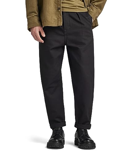 G-STAR RAW Herren Unisex Pleated Chino Relaxed, Schwarz (dk Black D20147-D190-6484), 28W / 32L von G-STAR RAW