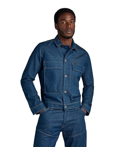 G-STAR RAW Herren Utility Flap Pocket Jacke 2.0, Blau (raw denim D24762-D547-001), S von G-Star RAW
