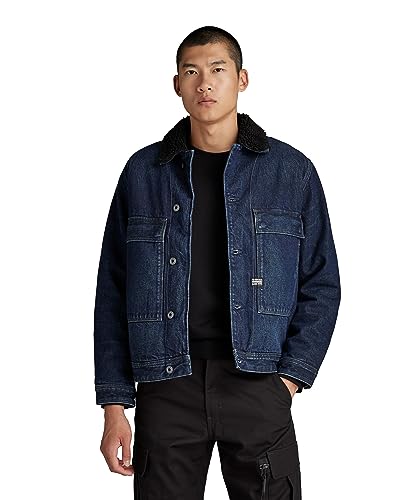 G-STAR RAW Herren Utility Flap Pocket Sherpa Jacke, Blau (worn in kingfisher D23595-D317-G114), L von G-STAR