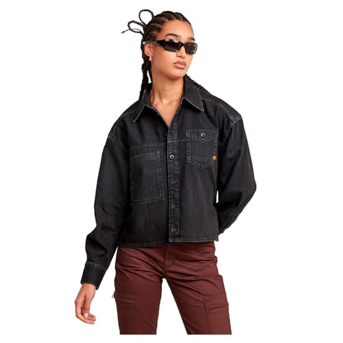G-Star Damen Cropped Hemd, Schwarz (Worn in Nighttime Sky D25516-D540-G865), XS von G-Star RAW