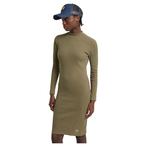 G-Star Damen Ergonomic Slim Rib Kleid, Grün (Antic Green D25034-D702-735), XS von G-STAR