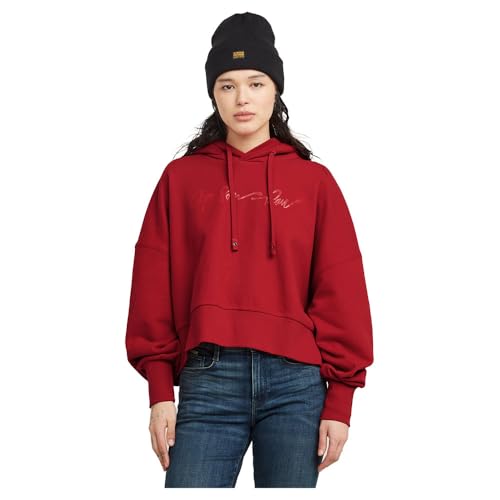 G-STAR Damen G-Script Oversized Hooded Sweater, Rot (Baron D25168-D562-1828), L von G-STAR