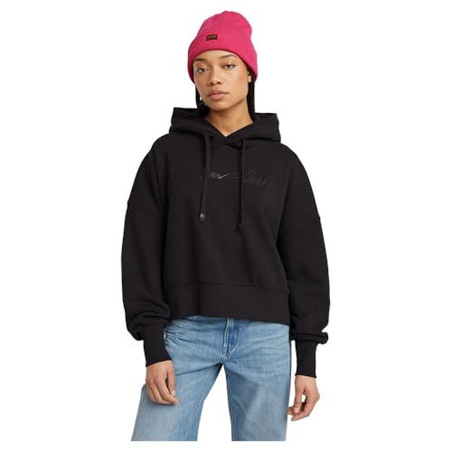 G-STAR Damen G-Script Oversized Hooded Sweater, Schwarz (dk Black D25168-D562-6484), L von G-STAR RAW