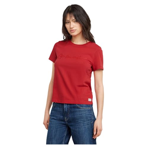 G-Star Damen G-Script Shiny Top, Rot (Baron D25064-A870-1828), M von G-Star RAW