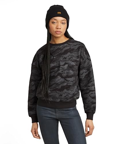 G-Star Damen Lace AOP Loose Sweatshirt, Mehrfarben (dk Black lace Wave D25169-D865-G900), XXL von G-STAR