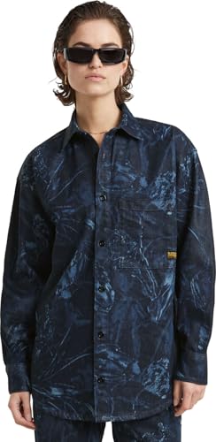 G-Star Damen Relaxed Overshirt, Blau (frozen liquid layers D24344-D317-G923), S von G-STAR