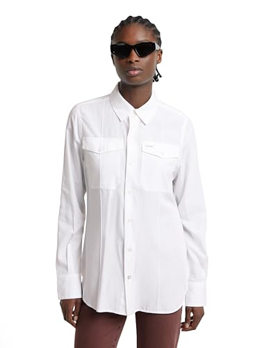 G-Star Damen Slim Pocket Hemd, Weiß (Brilliant White D25234-4304-G285), XL von G-STAR