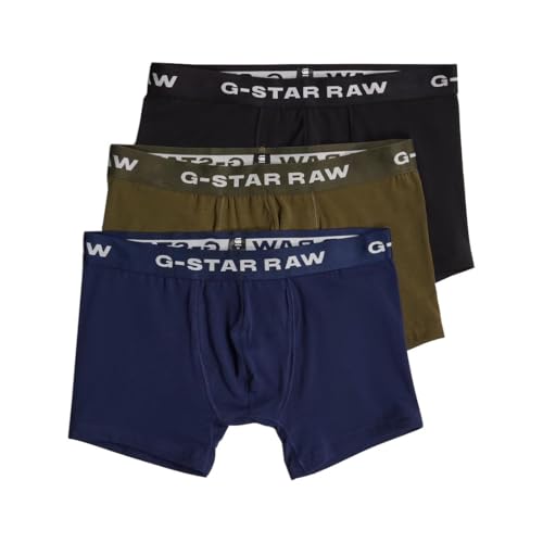 G-Star Herren Boxer Shorts 3 Pack Multiple, Mehrfarben (dk Black/Imperial Blue/Shadow Olive D23774-D516-G163), XS von G-Star RAW