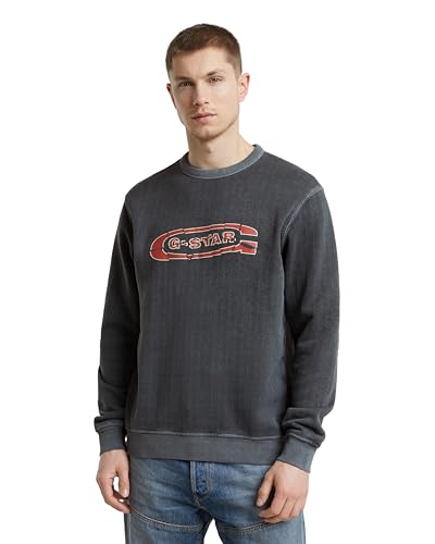G-Star Herren Destroyed G Logo Washed Sweatshirt, Schwarz (dk Black gd D25101-D688-B564), M von G-Star RAW