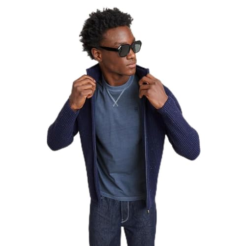 G-Star Herren Double Collar Knitted Sweater Jacke, Blau (Imperial Blue D25119-D754-1305), M von G-STAR RAW