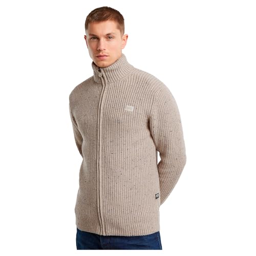 G-Star Herren Double Collar Knitted Sweater Jacke, Mehrfarben (Whitebait Melange D25119-D754-G874), L von G-STAR RAW