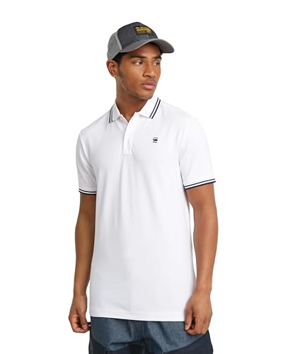 G-Star Herren Dunda Slim Stripe Poloshirt, Weiß (White D17127-5864-110), XS von G-STAR