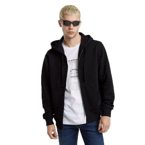 G-Star Herren Essential Relaxed Zip Thru Hooded Sweatshirt, Schwarz (dk Black D25528-D395-6484), XXL von G-Star RAW