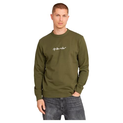 G-Star Herren G-Script Logo Sweatshirt, Grün (Shadow Olive D26407-D257-B230), XS von G-STAR