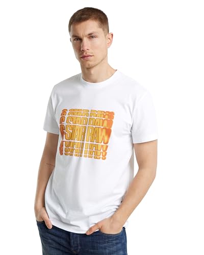 G-Star Herren Gradient Graphic T-Shirt, Weiß (White D25084-336-110), L von G-STAR