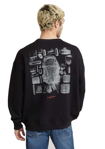 G-Star Herren Knolling Back Graphic Loose Sweater, Schwarz (dk Black D25135-D557-6484), L von G-STAR RAW